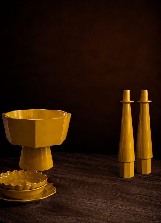 Candelabros Galeras X 2 Full Color Mostaza